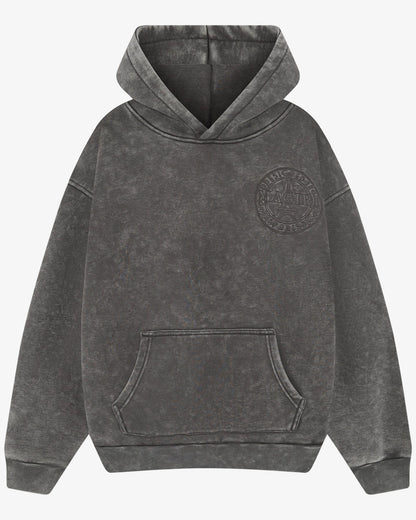 Magiri Embroidered Acid Wash Hoodie 'Washed Grey' - Kick Game