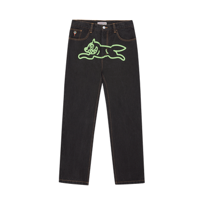 ICECREAM Running Dog Double Scoop Denim Pants 'Black' - Kick Game