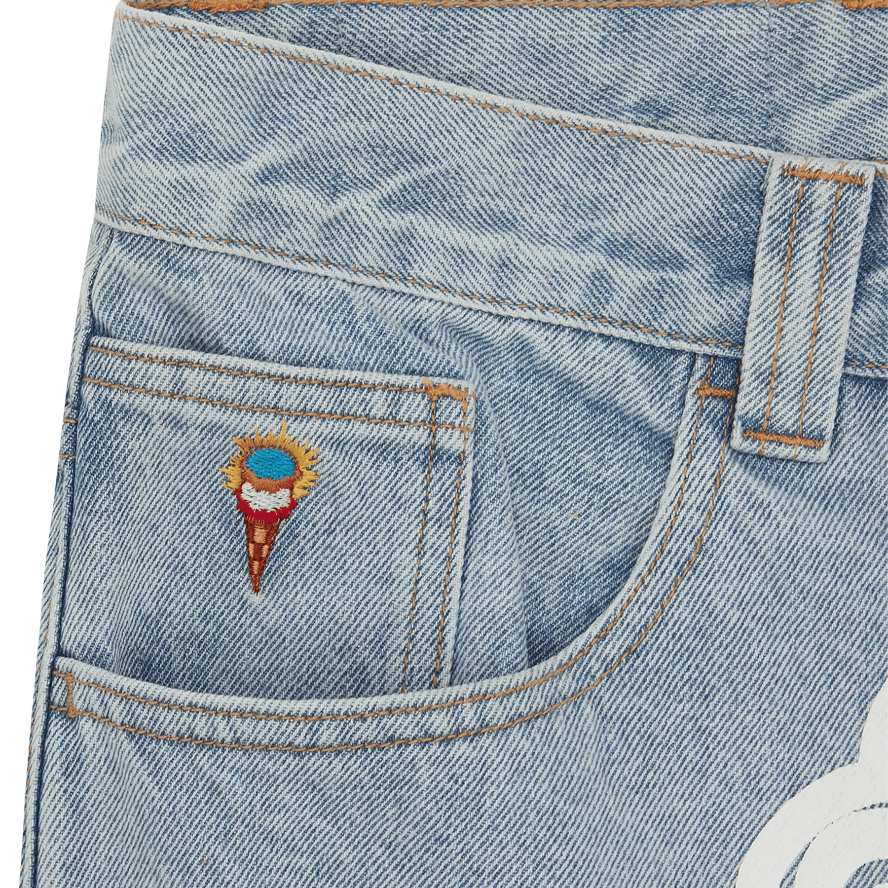 ICECREAM Running Dog Double Scoop Denim Pants 'Heavy Wash Blue' - Kick Game