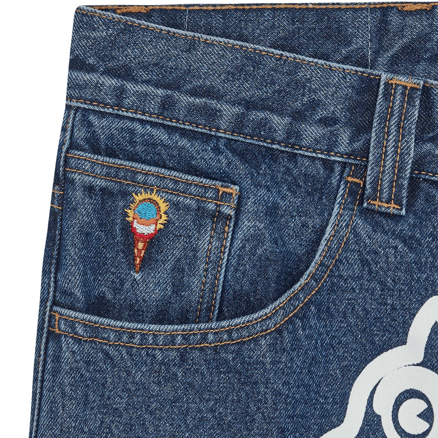 ICECREAM Running Dog Double Scoop Denim Pants 'Mid Wash Blue' - Kick Game