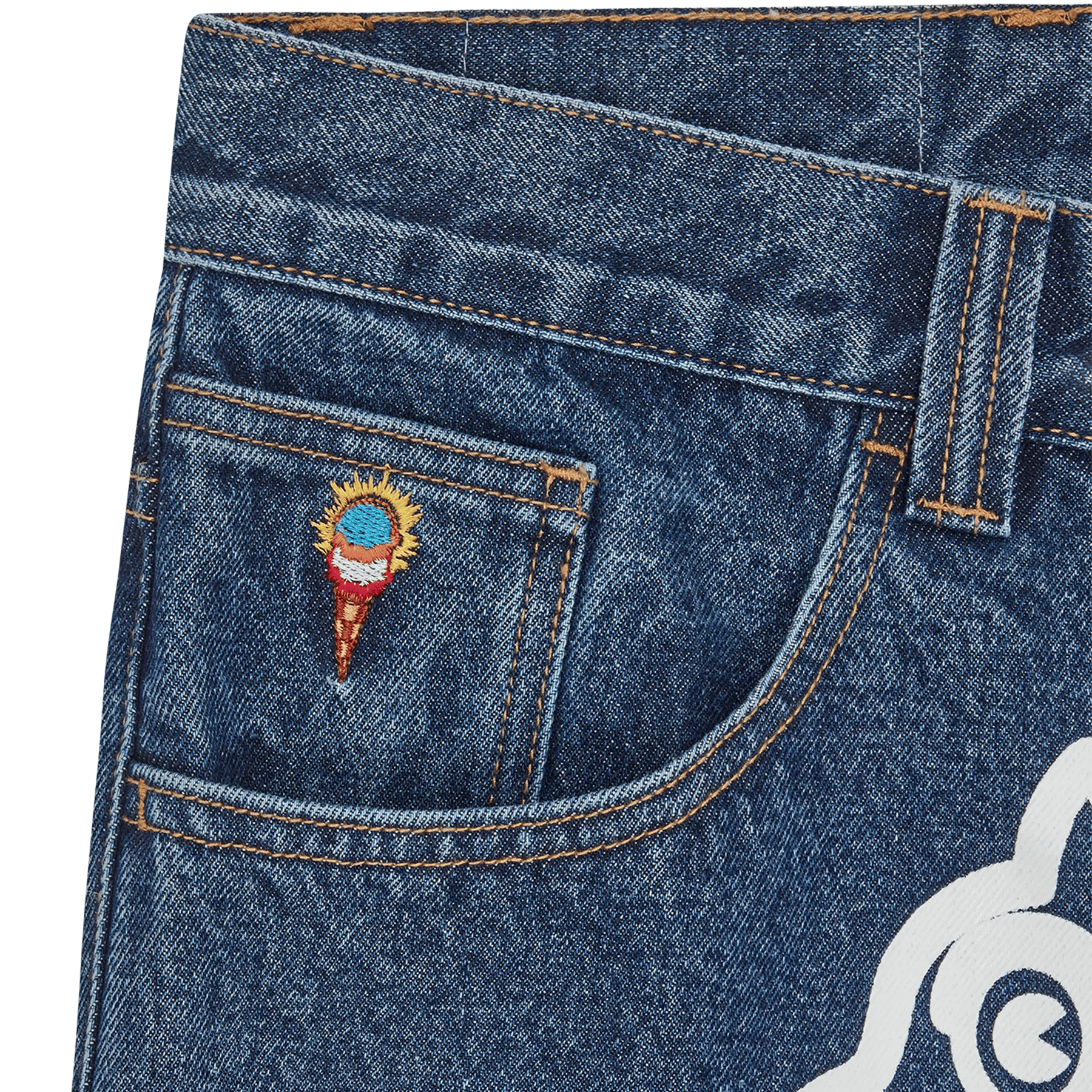 ICECREAM Running Dog Double Scoop Denim Pants 'Mid Wash Blue' - Kick Game