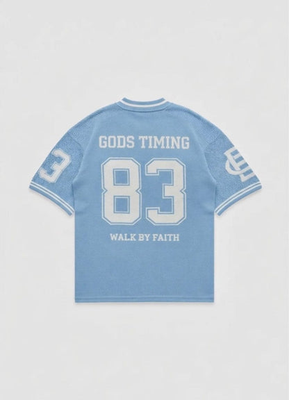 God’s Timing 83 knit Jersey - Light Blue - Kick Game