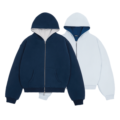 KAIZEN MARKET NAVY/STONE REVERSIBLE ZIP HOODIE - Kick Game