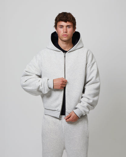 KAIZEN MARKET GREY/BLACK REVERSIBLE ZIP HOODIE - Kick Game