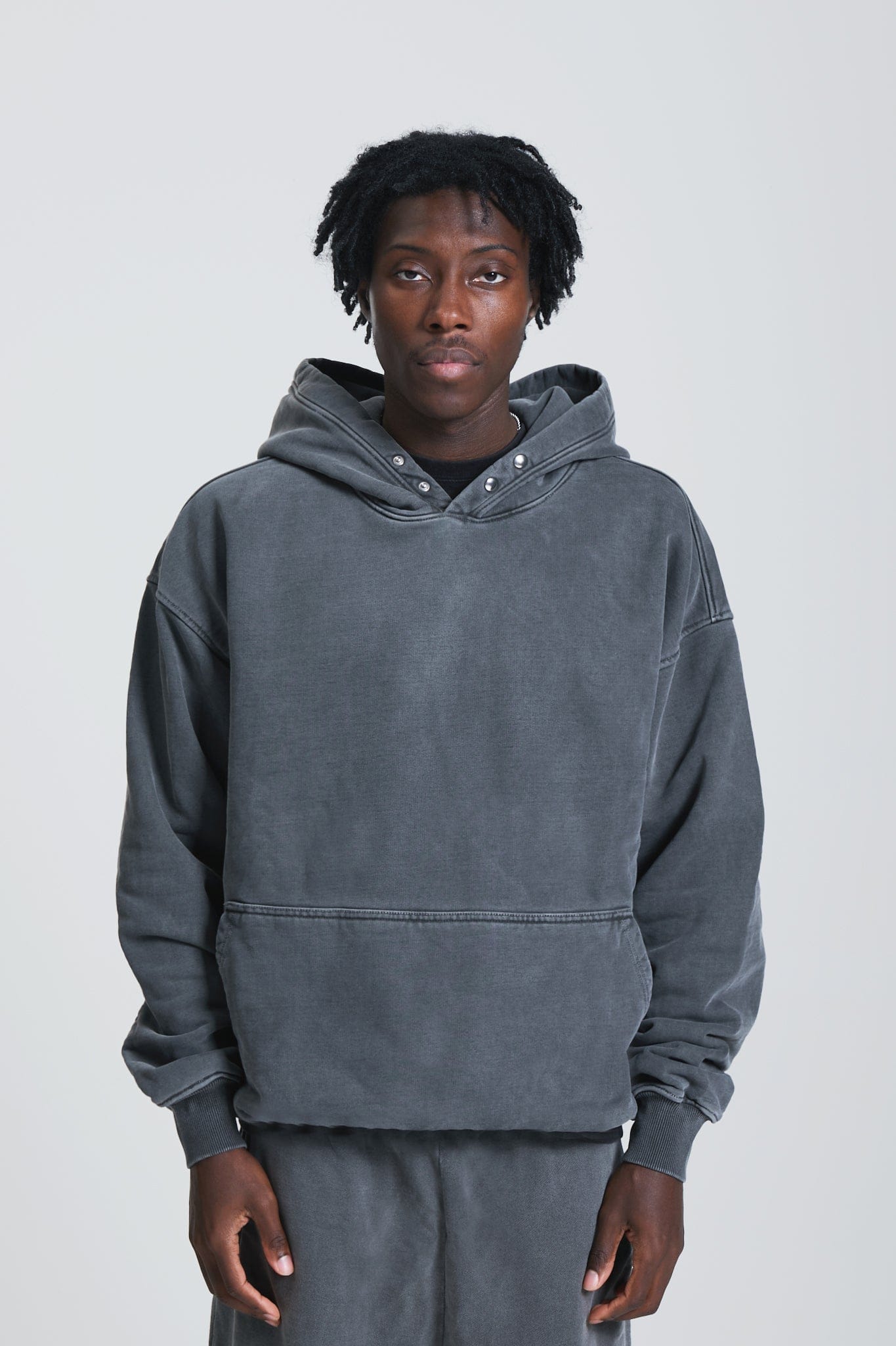 KAIZEN MARKET WASHED BLANK HOODIE CHARCOAL - Kick Game