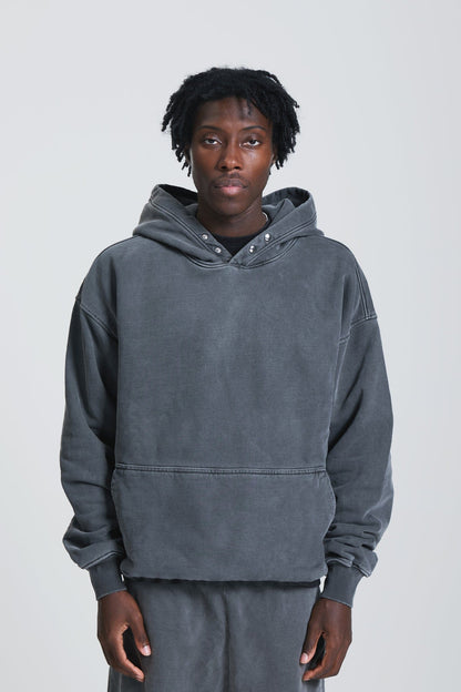 KAIZEN MARKET WASHED BLANK HOODIE CHARCOAL - Kick Game