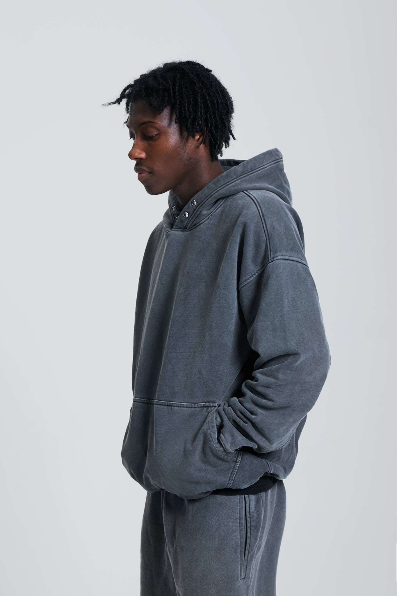 KAIZEN MARKET WASHED BLANK HOODIE CHARCOAL - Kick Game