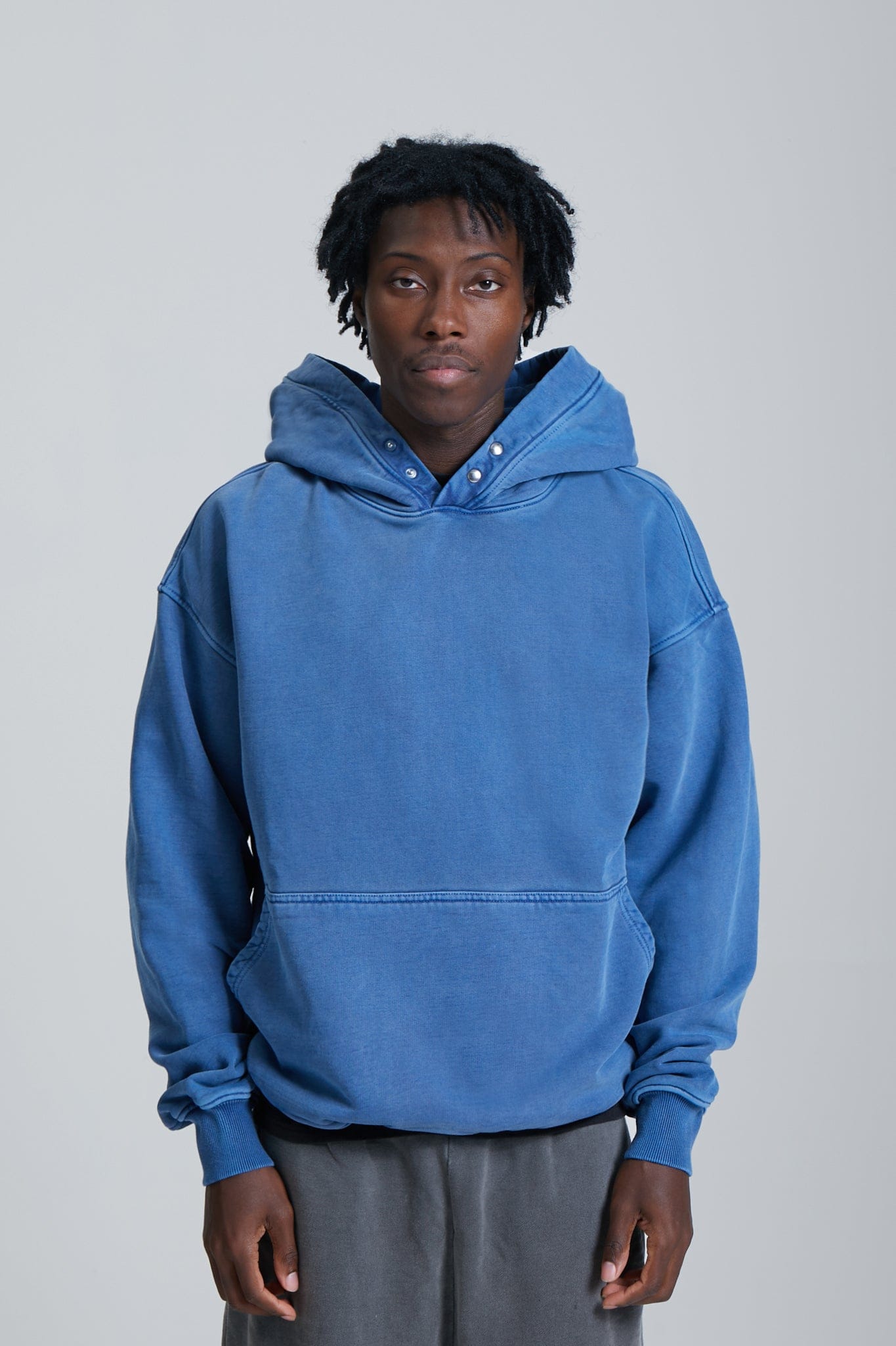 KAIZEN MARKET WASHED BLANK HOODIE BLUE - Kick Game
