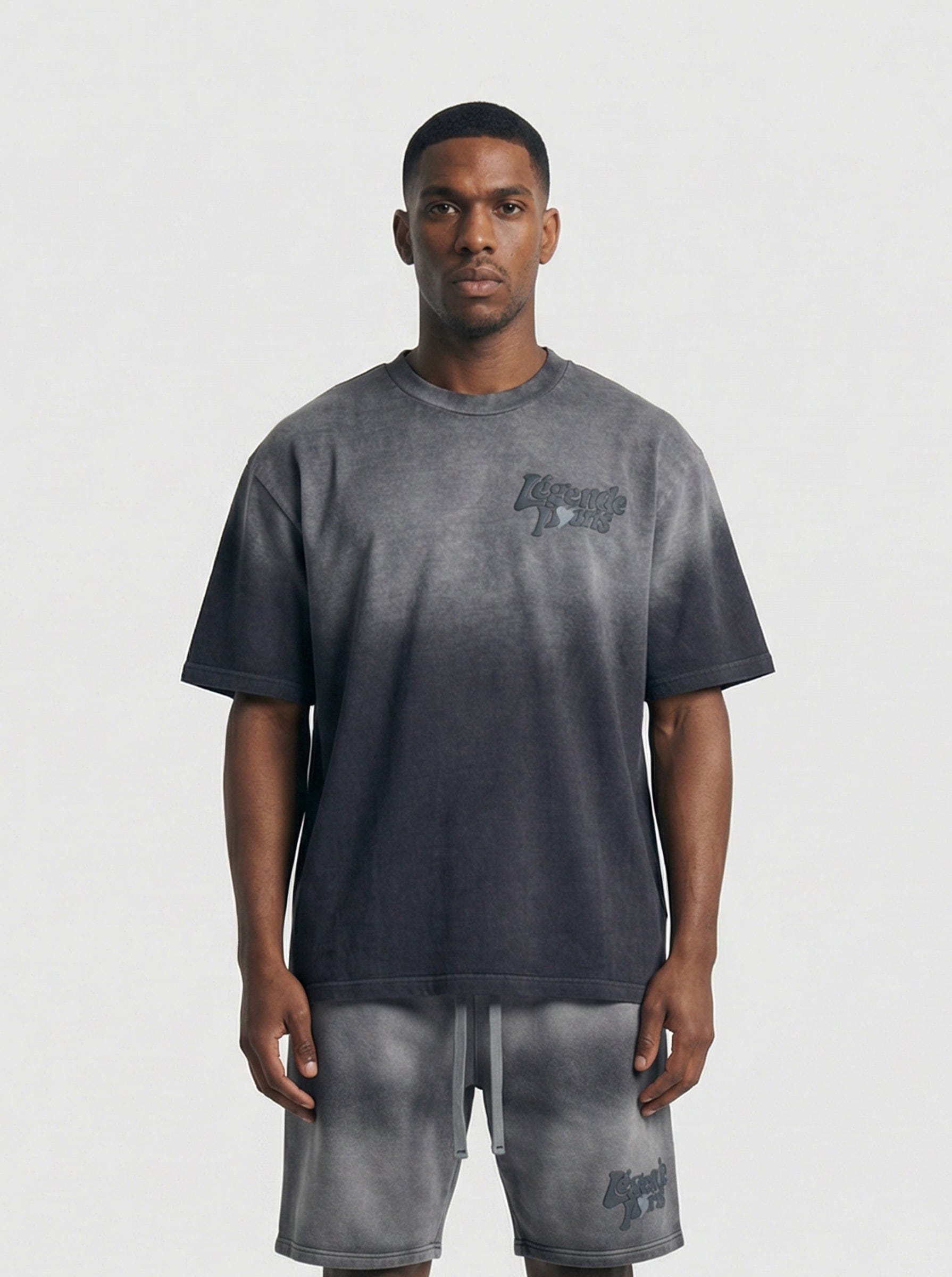 Legende Paris LND GRADIENT T-SHIRT - CHARCOAL WASHED - Kick Game