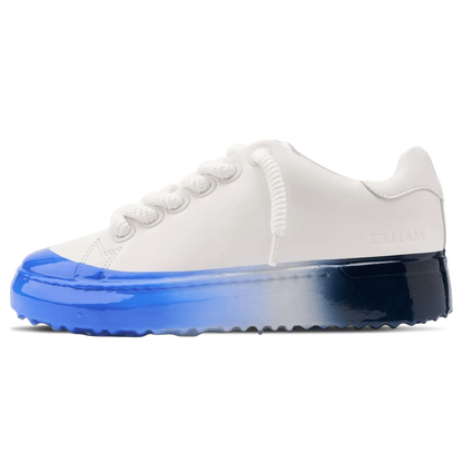 MALLET GRFTR Lite Men's White Blue Ombre Dip Leather Trainers - Kick Game