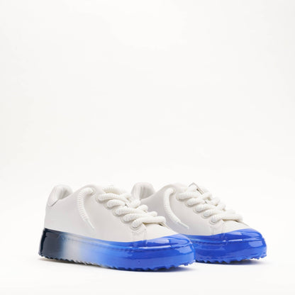 MALLET GRFTR Lite Men's White Blue Ombre Dip Leather Trainers - Kick Game