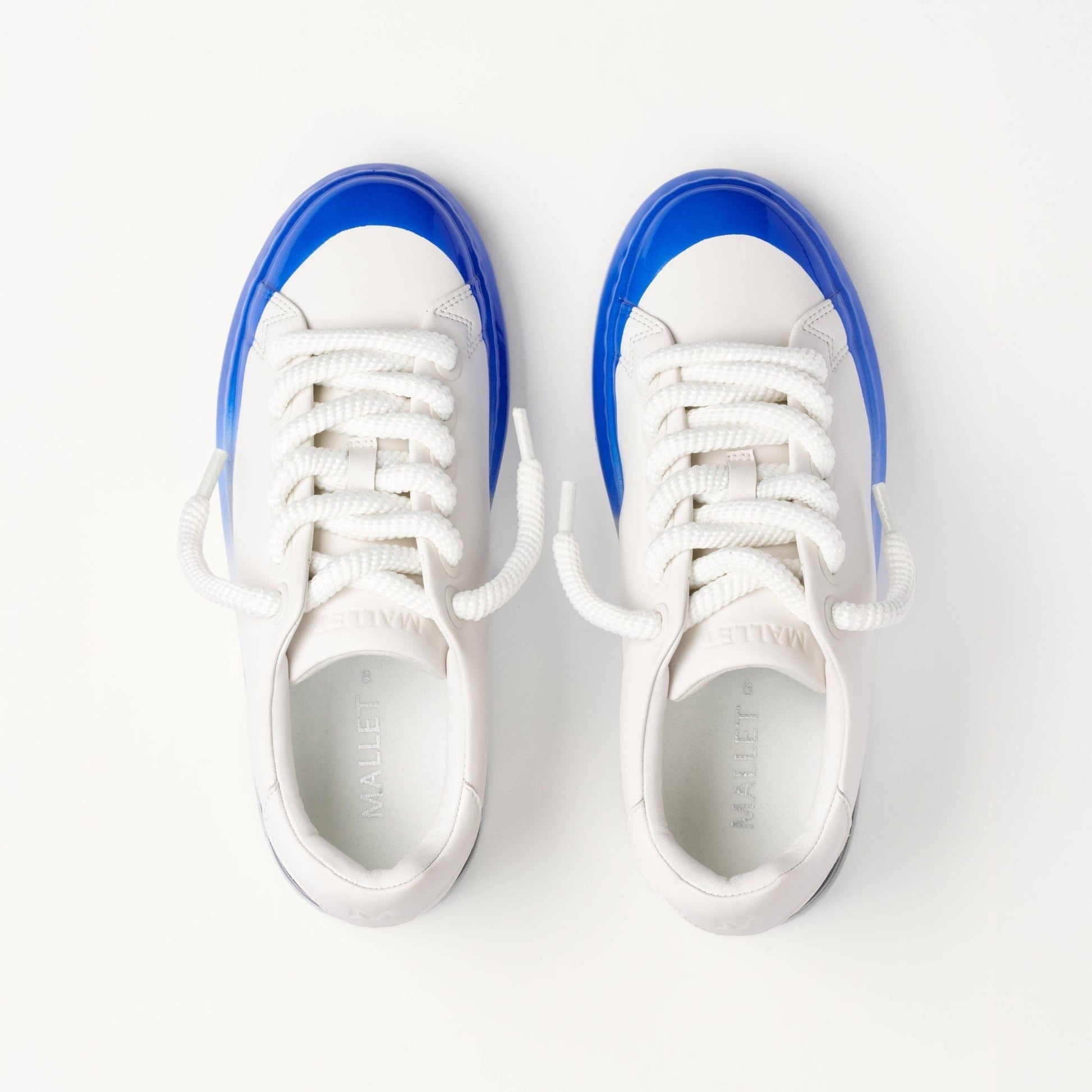 MALLET GRFTR Lite Men's White Blue Ombre Dip Leather Trainers - Kick Game