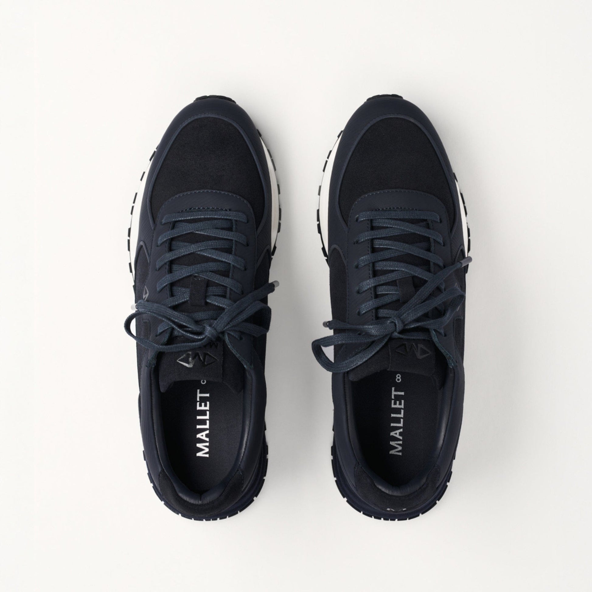 MALLET Boundary Men's Navy Ripple Leather Trainers - Kick Game