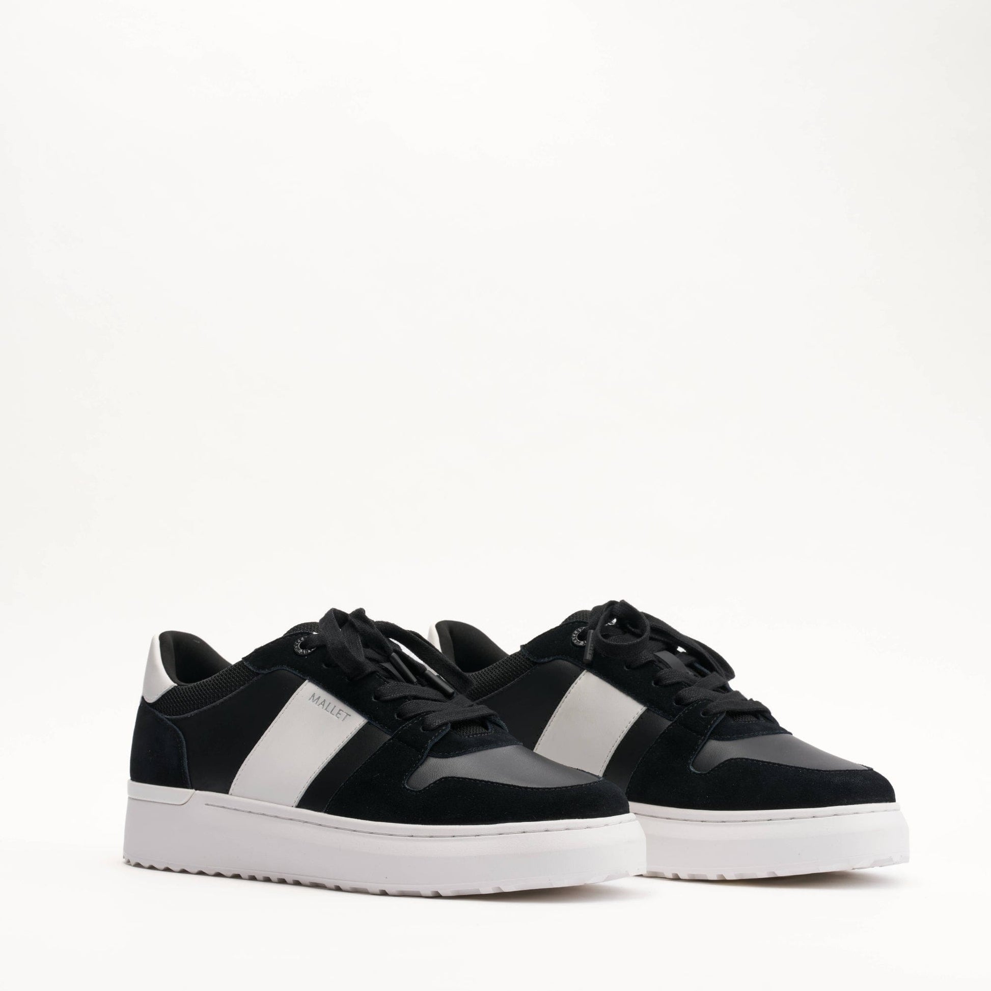 MALLET Hoxton Lite Men's Black White Leather Trainers - Kick Game