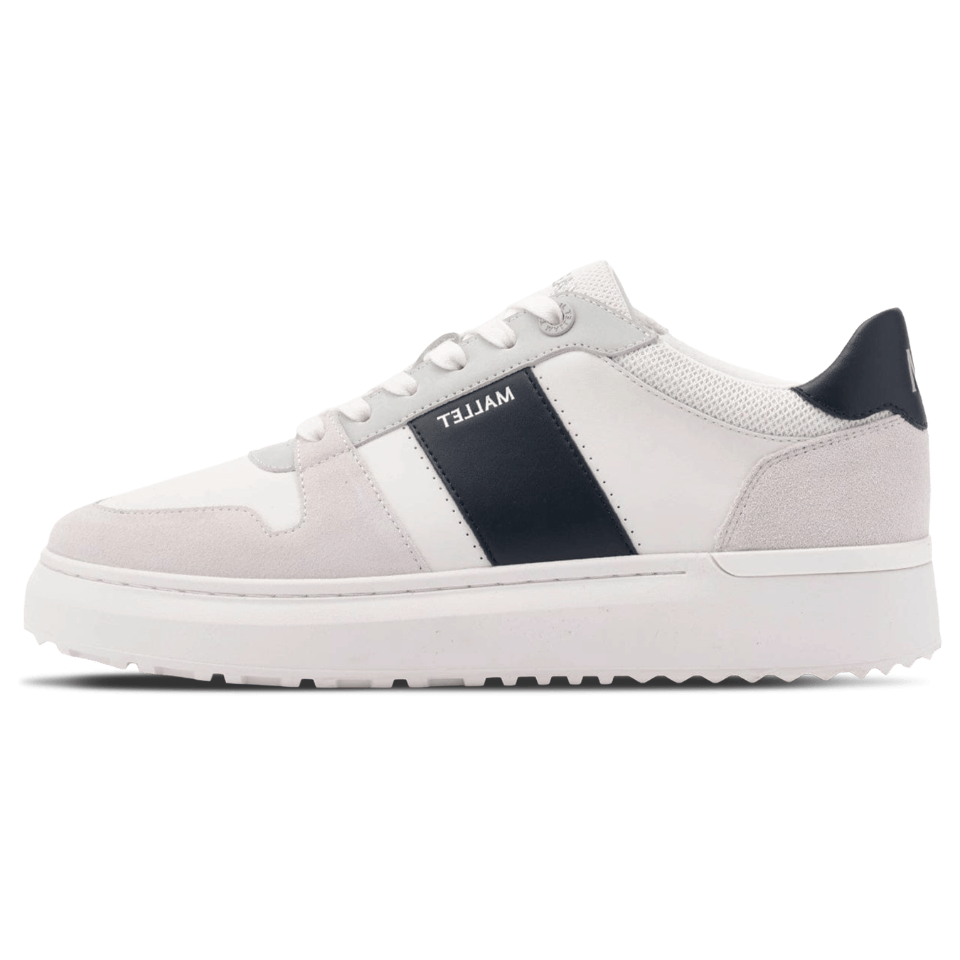 MALLET Hoxton Lite Men's White Navy Leather Trainers - Kick Game