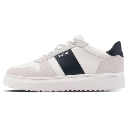 MALLET Hoxton Lite Men's White Navy Leather Trainers - Kick Game