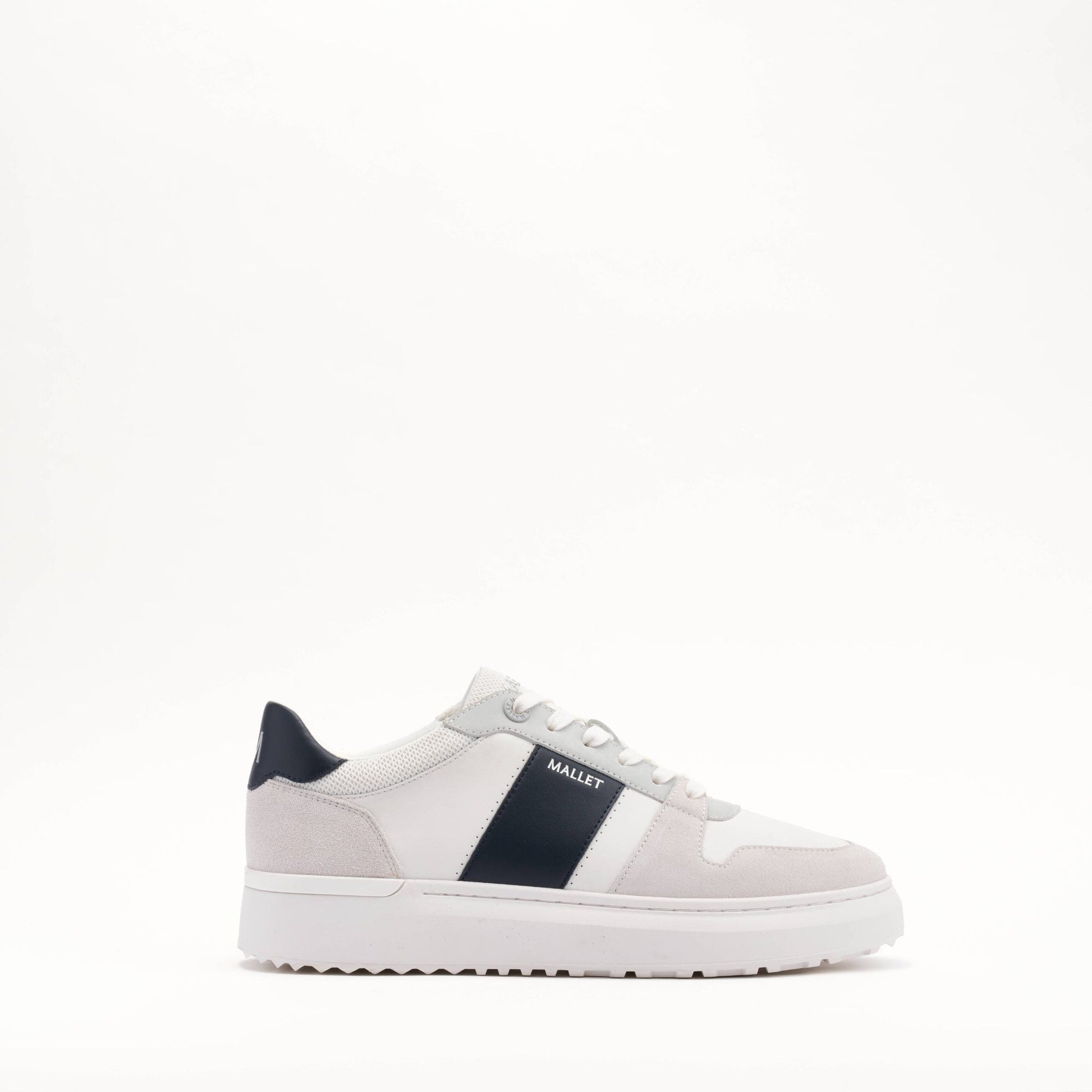 MALLET Hoxton Lite Men's White Navy Leather Trainers - Kick Game