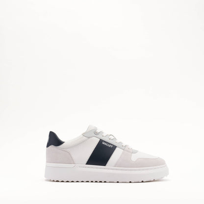 MALLET Hoxton Lite Men's White Navy Leather Trainers - Kick Game