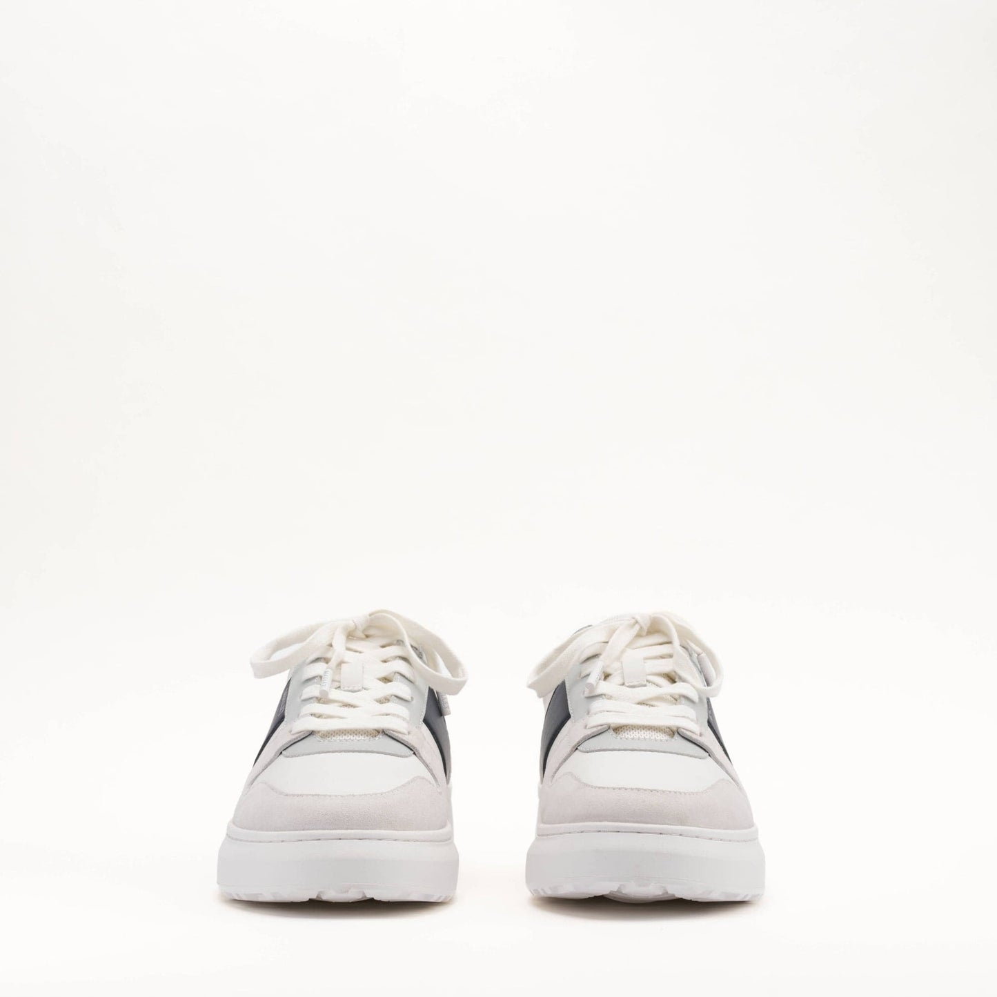MALLET Hoxton Lite Men's White Navy Leather Trainers - Kick Game