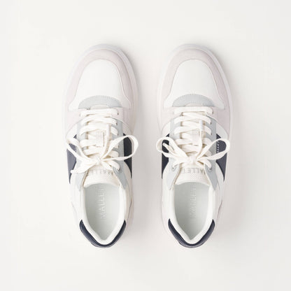MALLET Hoxton Lite Men's White Navy Leather Trainers - Kick Game