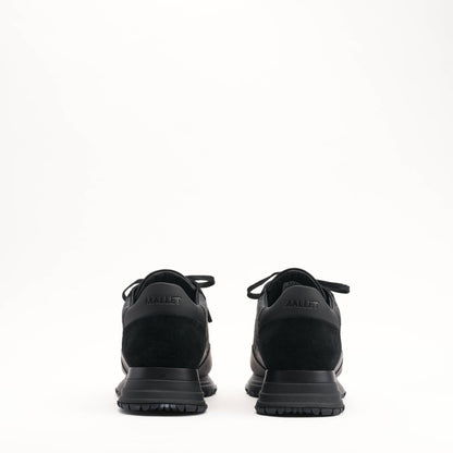 MALLET Popham Men's Black Tumbled Leather Monogram Trainers - Kick Game