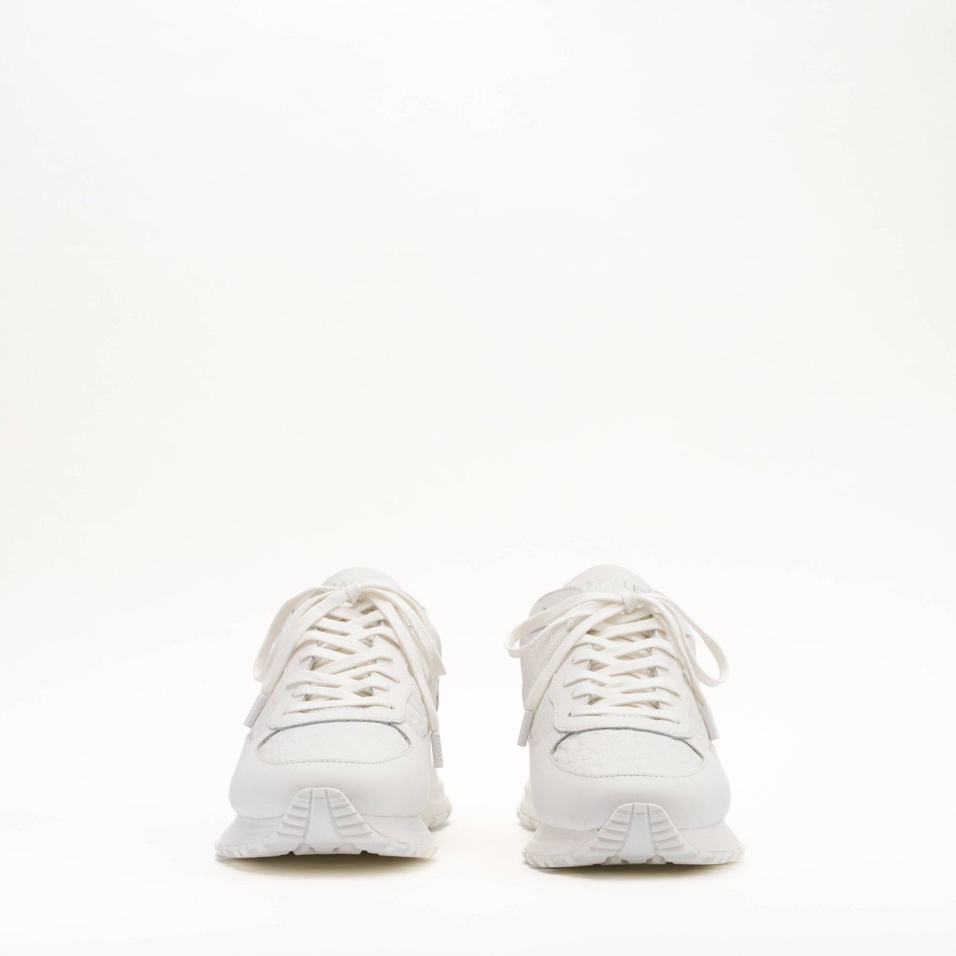 MALLET Popham Men's White Tumbled Leather Monogram Trainers - Kick Game