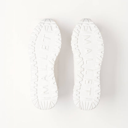 MALLET Popham Men's White Tumbled Leather Monogram Trainers - Kick Game