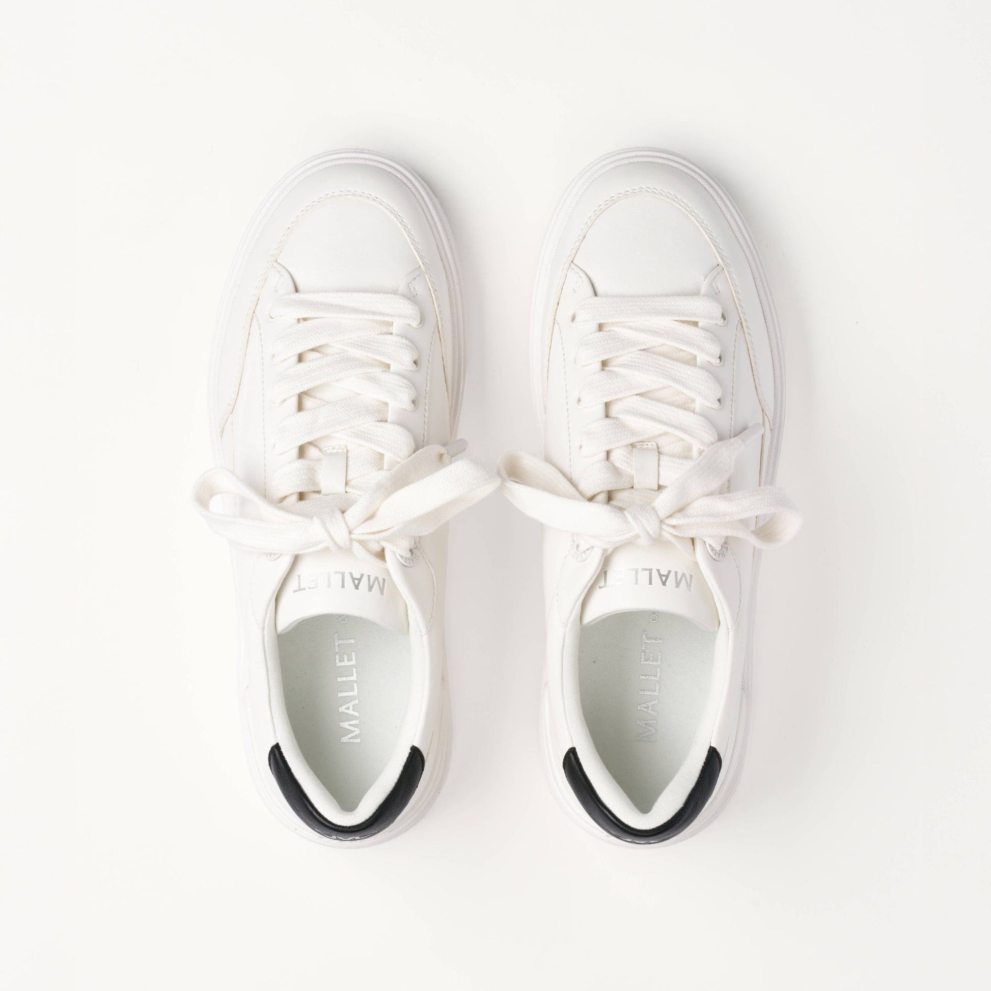 MALLET Lansbury Men's White Nappa Leather Trainers - Kick Game