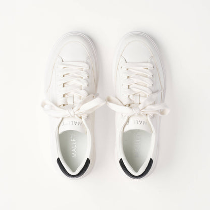 MALLET Lansbury Men's White Nappa Leather Trainers - Kick Game