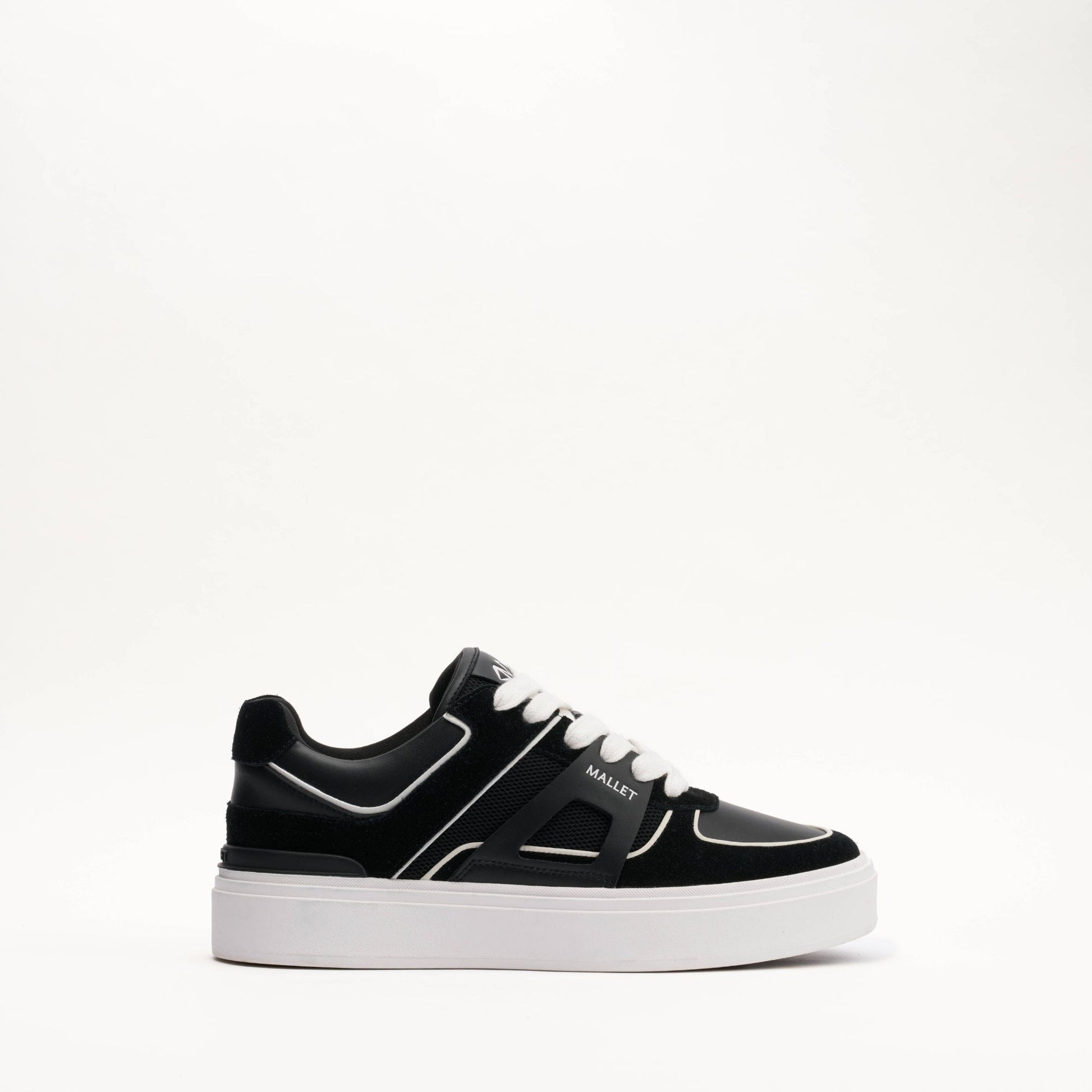 MALLET Fenchurch Men's Black White Leather Trainers - Kick Game