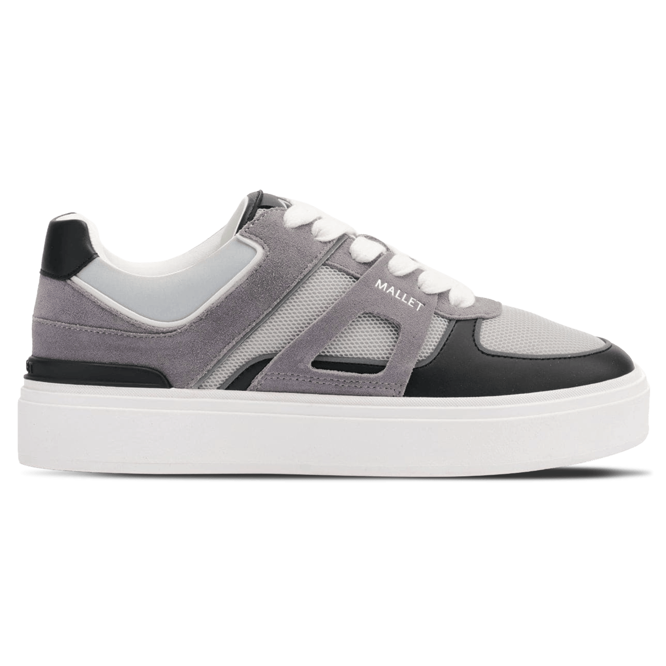 MALLET Fenchurch Men's Grey Black Leather Trainers