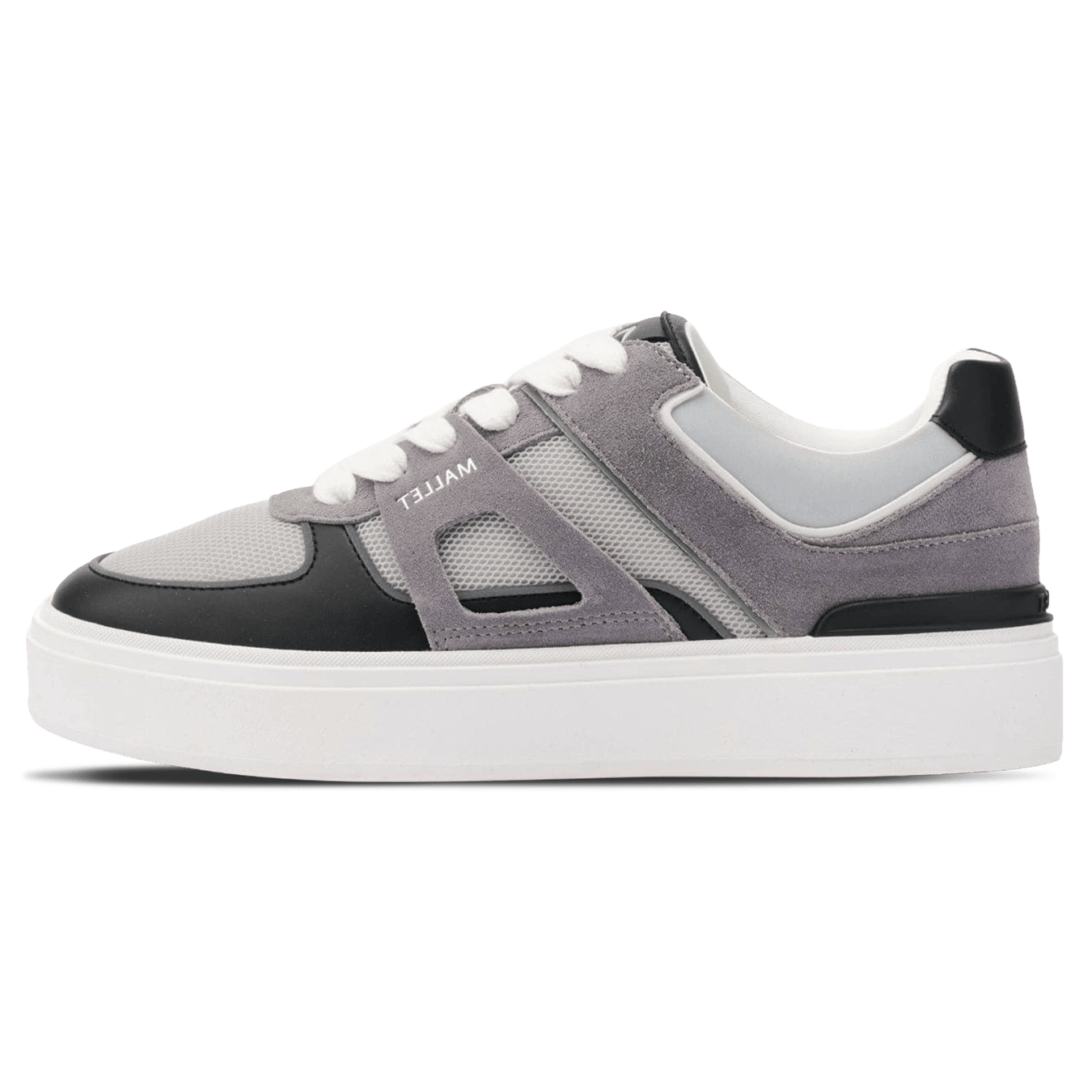 MALLET Fenchurch Men's Grey Black Leather Trainers - Kick Game