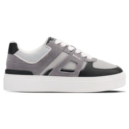 MALLET Fenchurch Men's Grey Black Leather Trainers