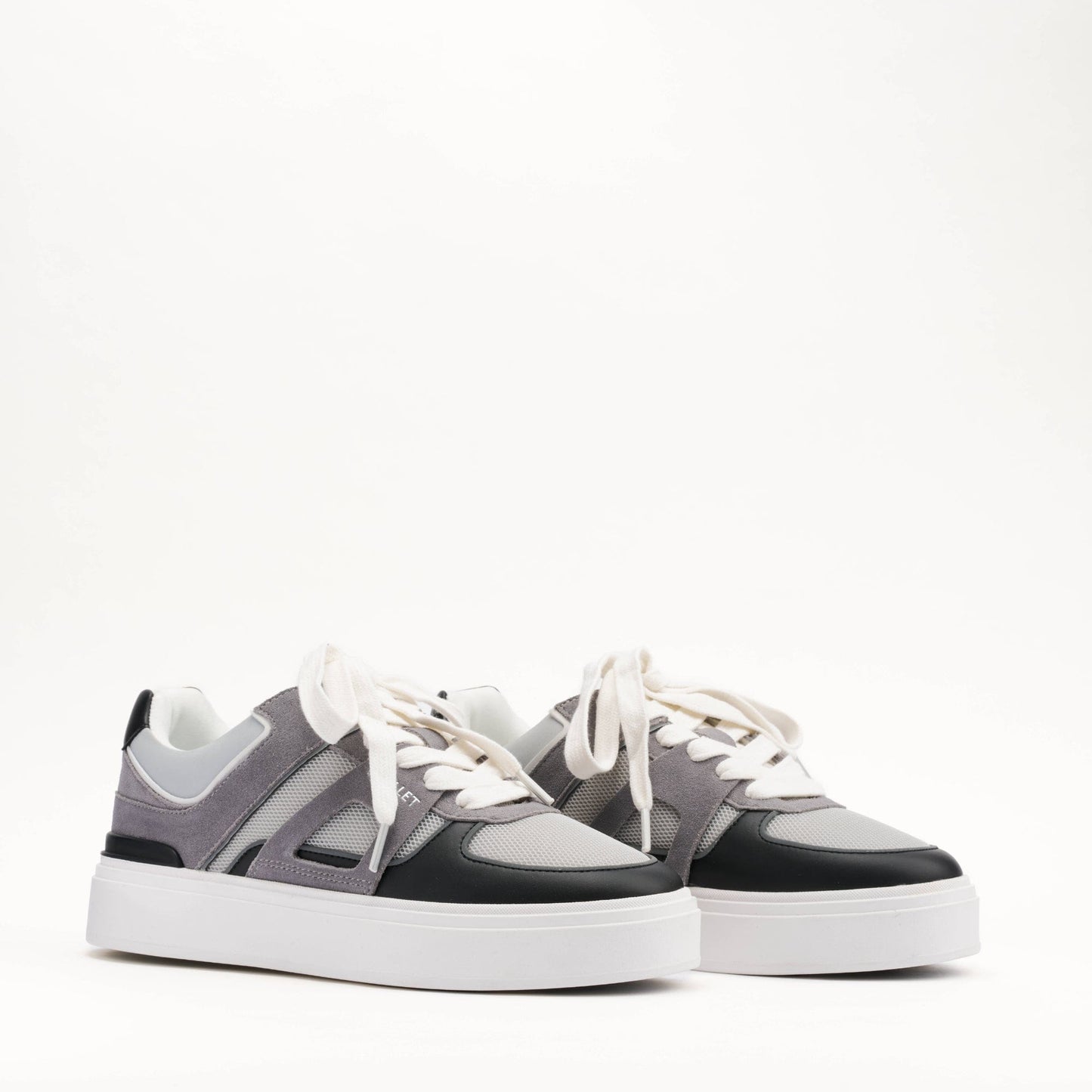 MALLET Fenchurch Men's Grey Black Leather Trainers - Kick Game