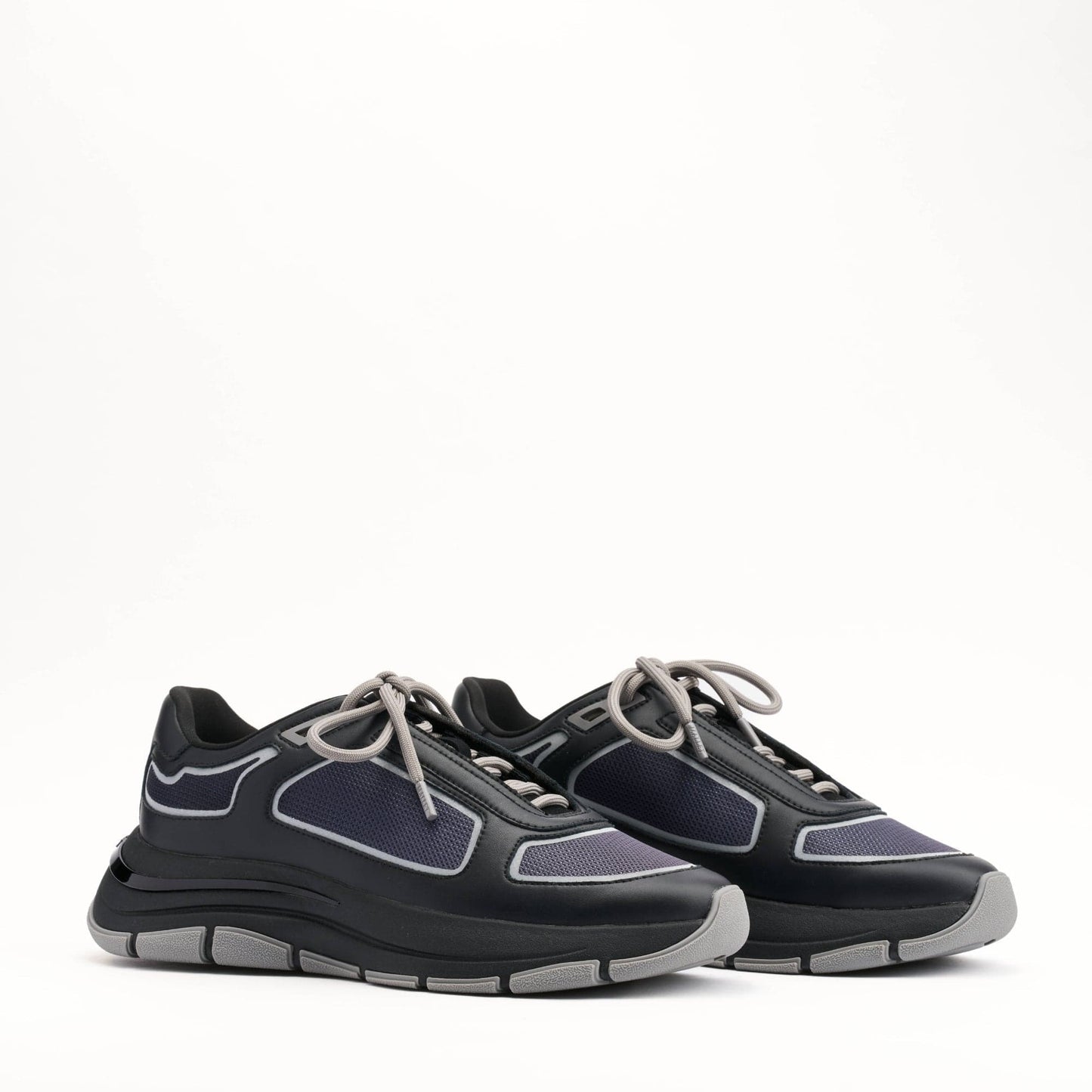 MALLET Alton Men's Black Chrome Ombre Leather Trainers