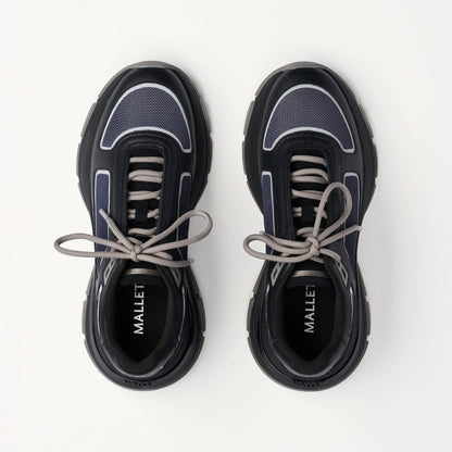 MALLET Alton Men's Black Chrome Ombre Leather Trainers