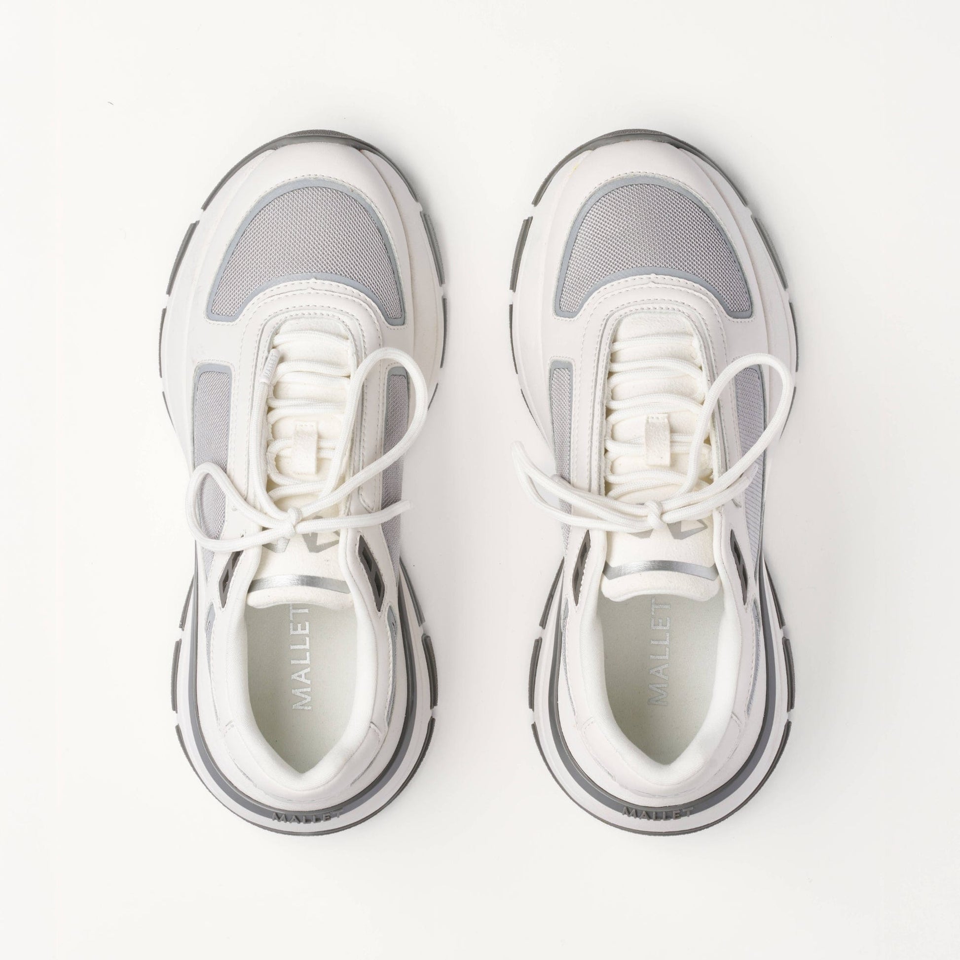 MALLET Alton Men's White Chrome Leather Trainers - Kick Game