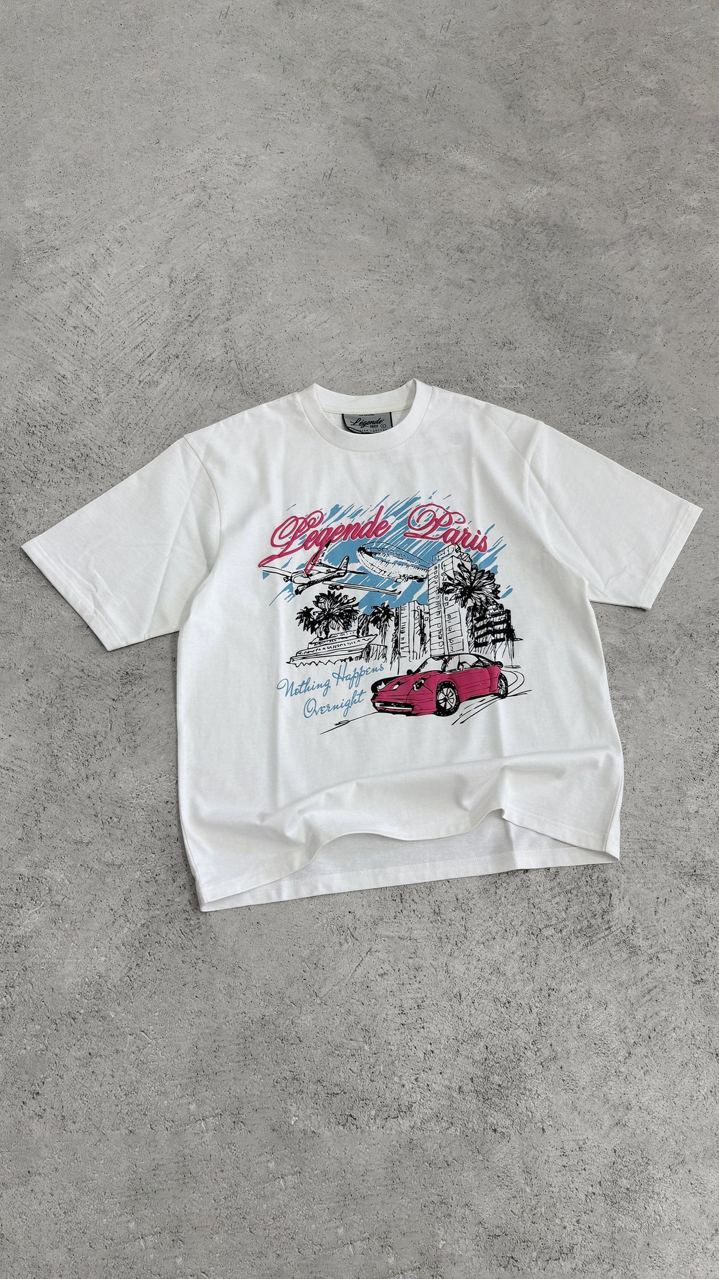 Legende Paris OVERNIGHT SKETCH T-SHIRT - WHITE - Kick Game