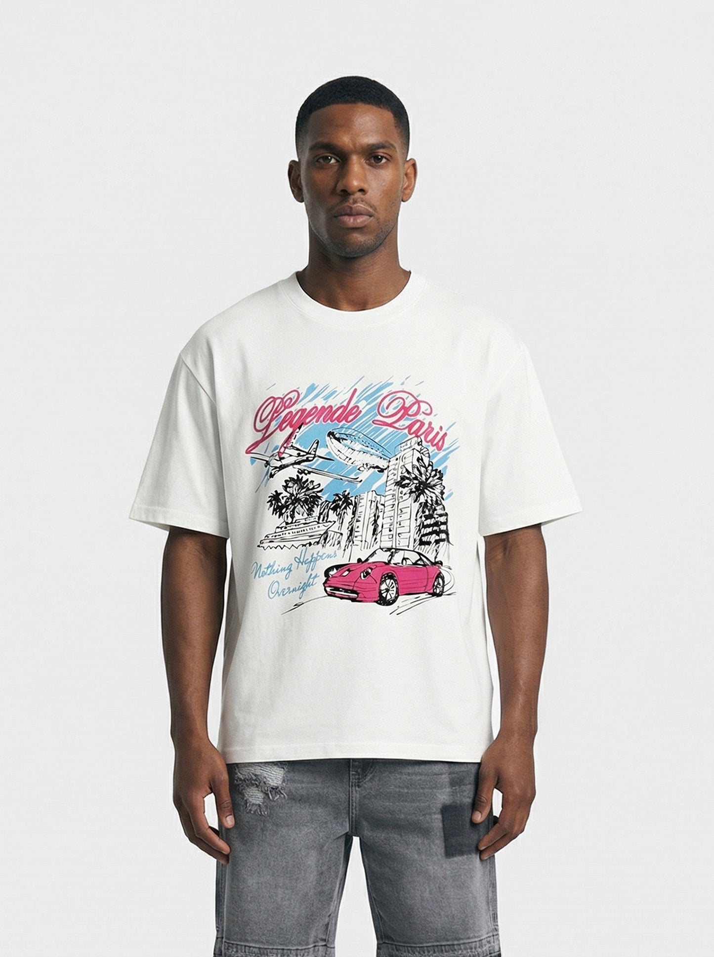Legende Paris OVERNIGHT SKETCH T-SHIRT - WHITE - Kick Game