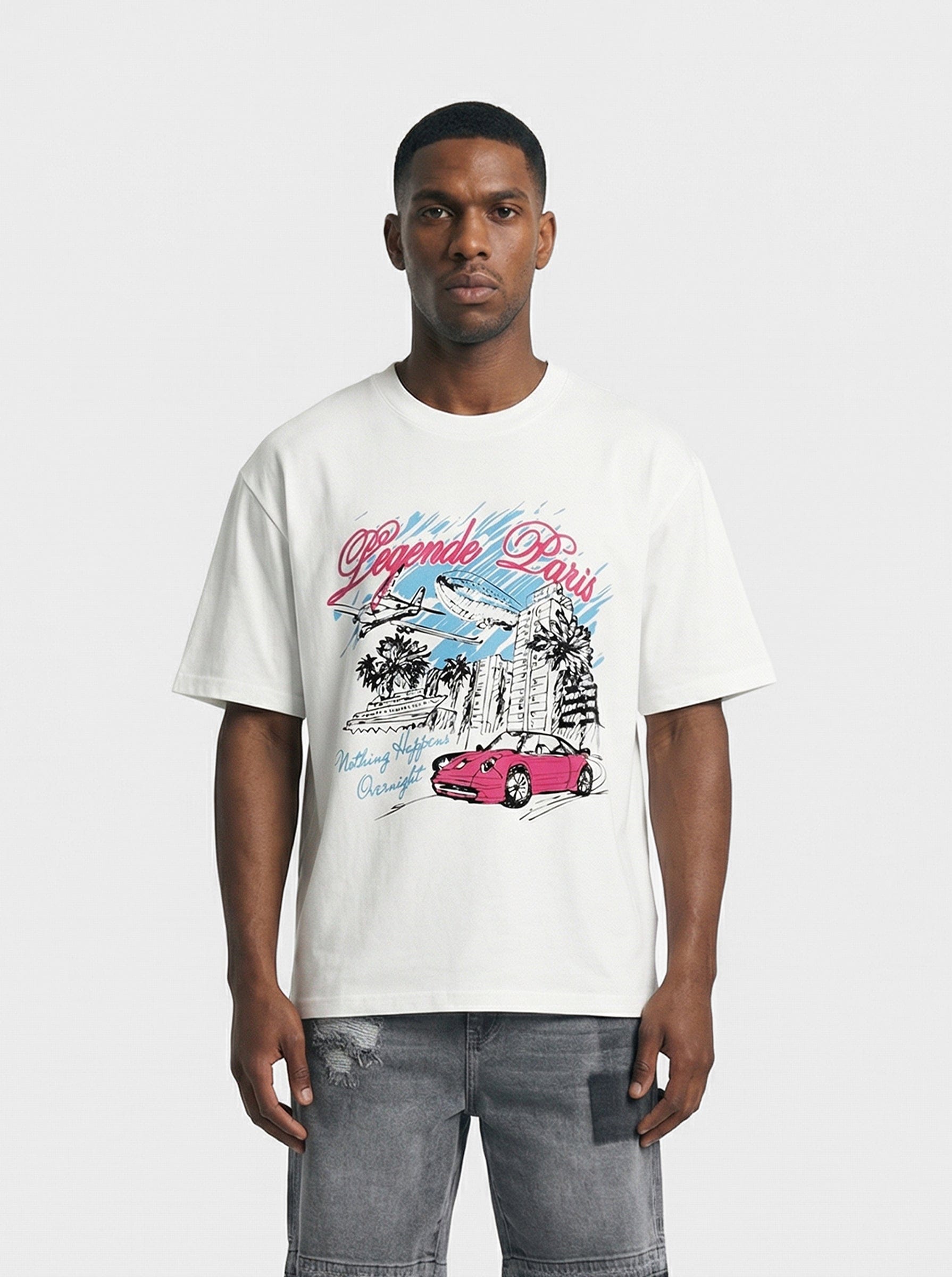 Legende Paris OVERNIGHT SKETCH T-SHIRT - WHITE - Kick Game