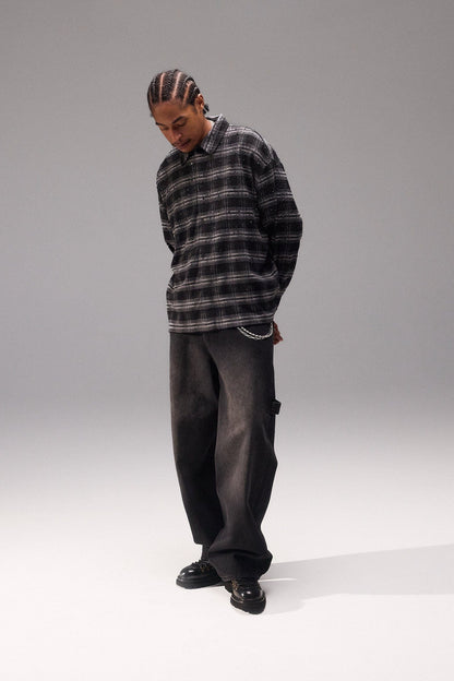 Cernucci Rhinestone Check Shirt - Black - Kick Game