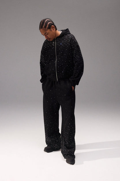 Cernucci Rhinestone Zip Through Tracksuit - Black - Kick Game