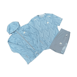 Reprimo Ripple Jacket, Tee and Shorts Set 'Sky Blue'