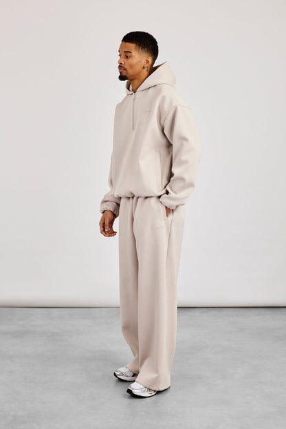 Scuba Half Zip Hoodie & Baggy Fit Jogger - Light Grey - Kick Game