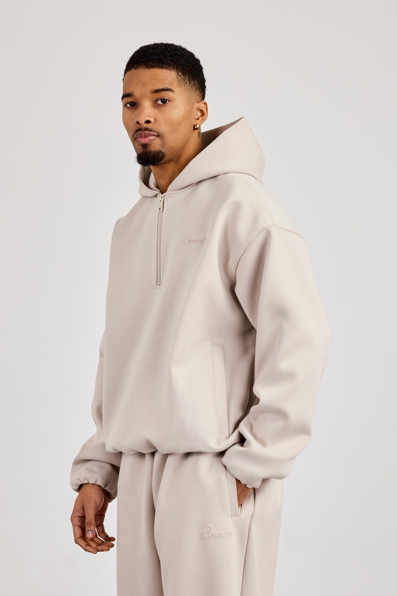 Scuba Half Zip Hoodie - Light Grey - Kick Game