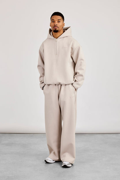 Scuba Half Zip Hoodie & Baggy Fit Jogger - Light Grey - Kick Game