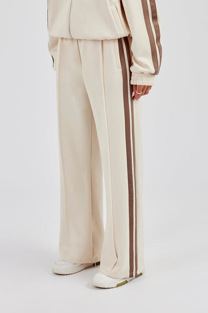Taupe Taping Wide Leg Track Pant - Off White - Kick Game