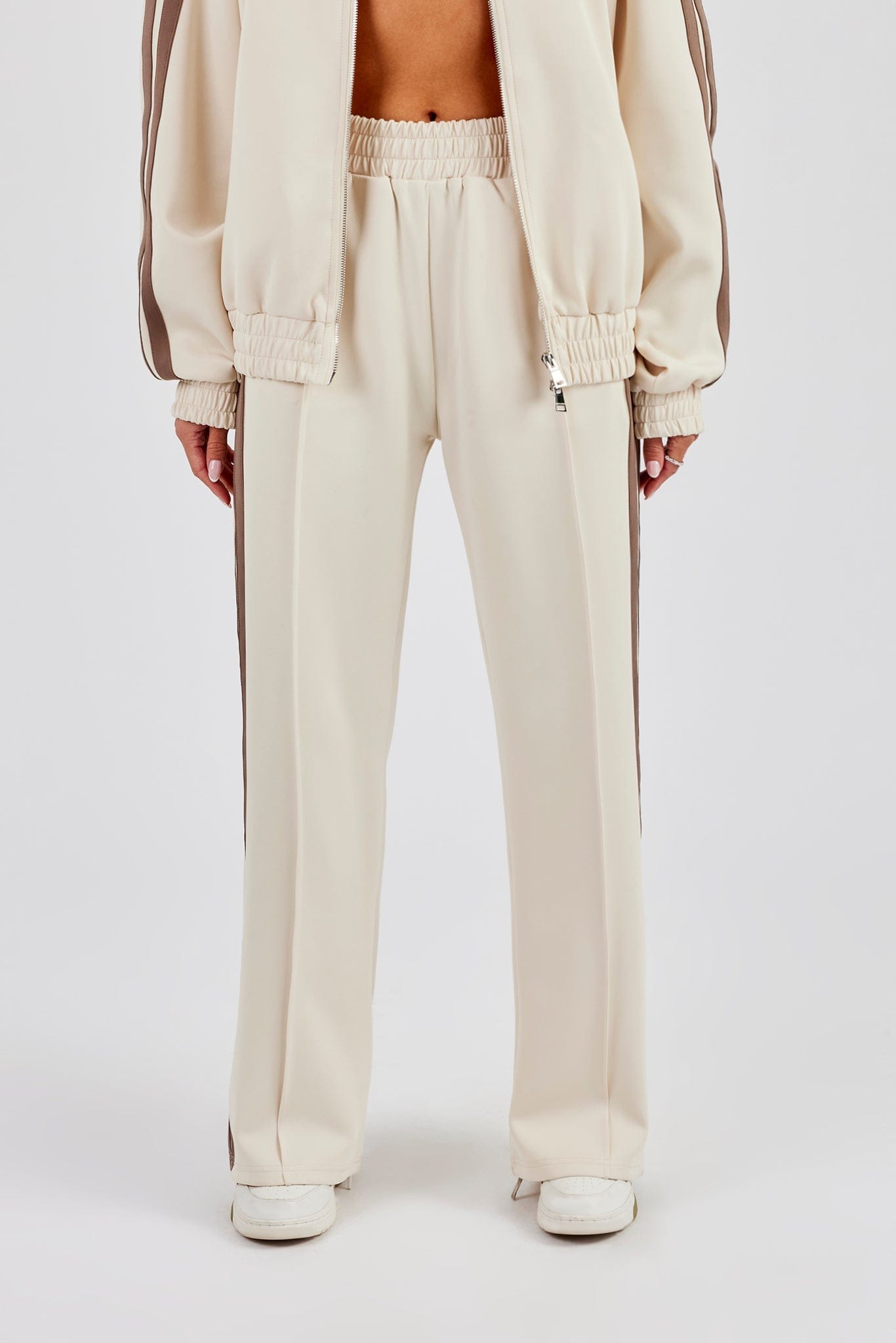Taupe Taping Wide Leg Track Pant - Off White - Kick Game