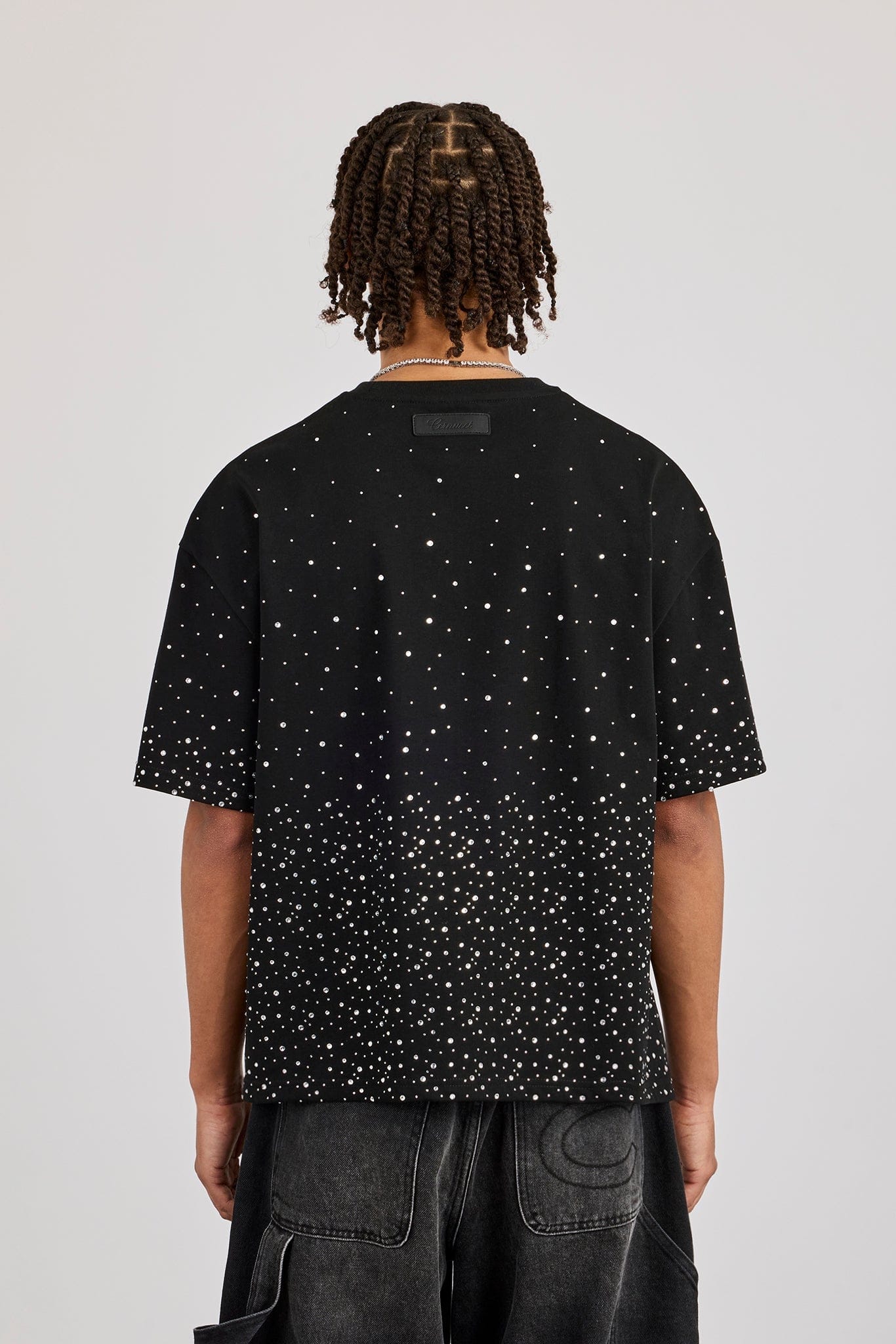Cernucci Boxy Rhinestone T-Shirt - Black - Kick Game