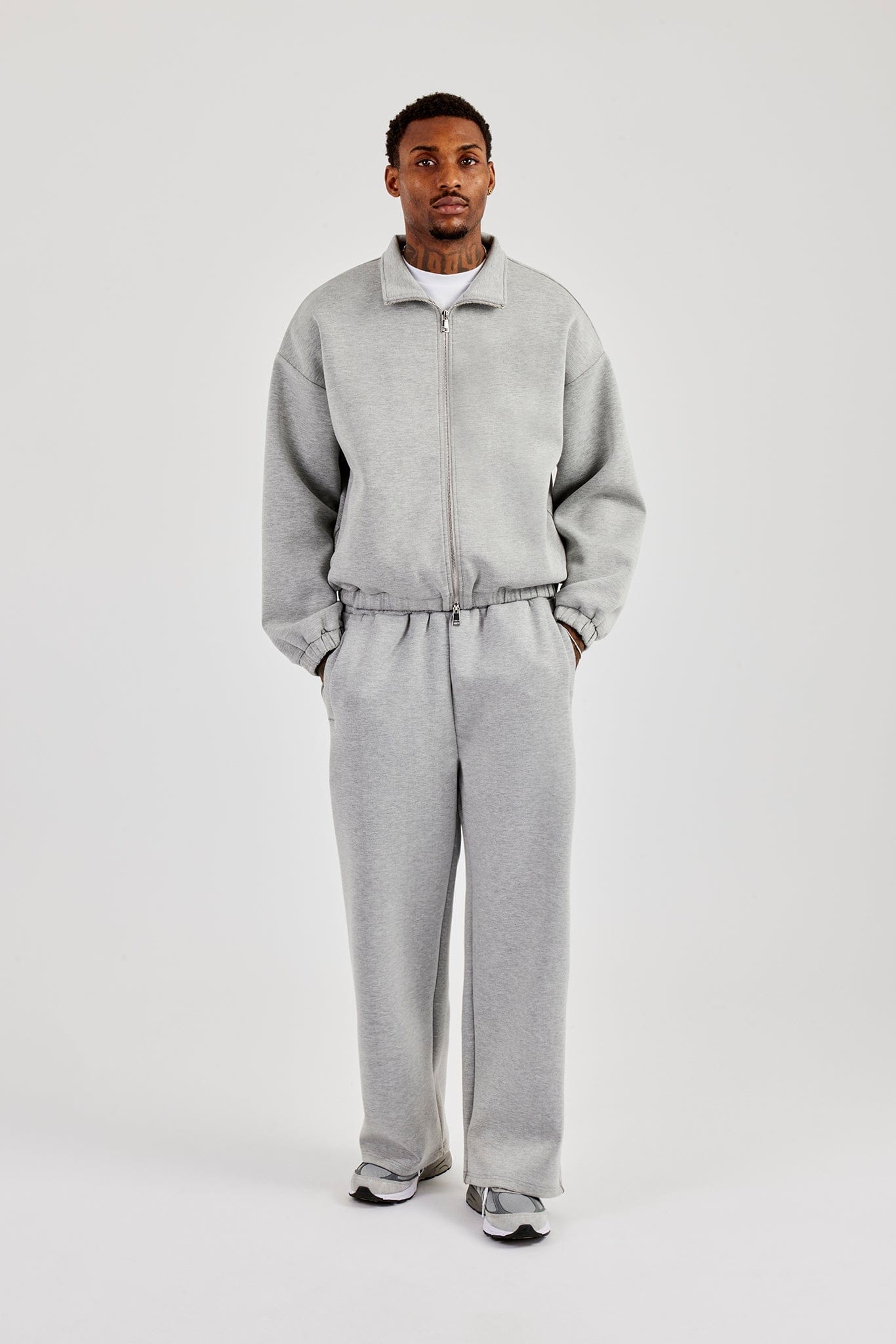 Cernucci Scuba Funnel Neck Jacket & Baggy Fit Trouser - Grey